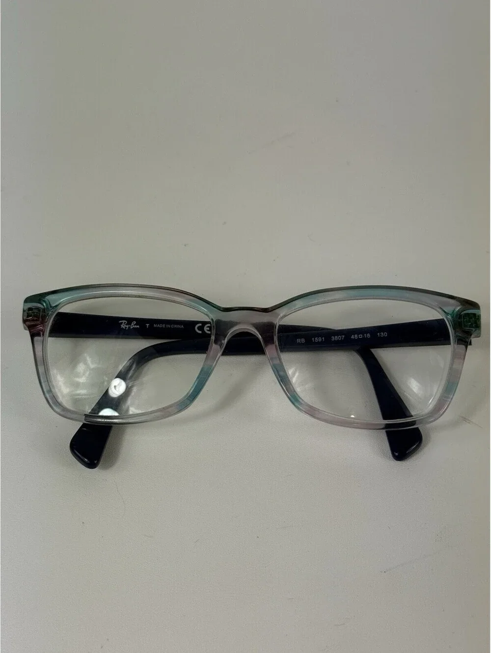 Ray Ban RB1591 3807 Womens Jr Blue & Clear Eyeglasses FRAMES ONLY 48-16-130